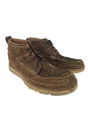 Twisted X Men's MCA0032 4" Basket Woven Saddle Wedge Sole Boot Brown Size 10M